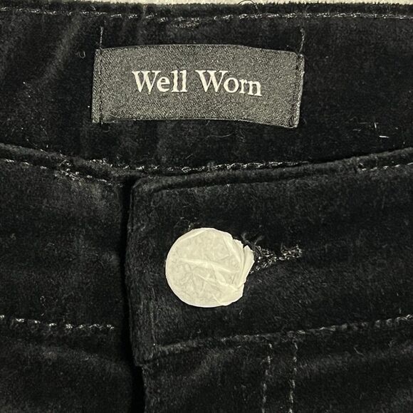 Well Worn Straight Leg Velvet Pants Women's 10/30 Black Stretch Soft NWOT - Picture 12 of 16
